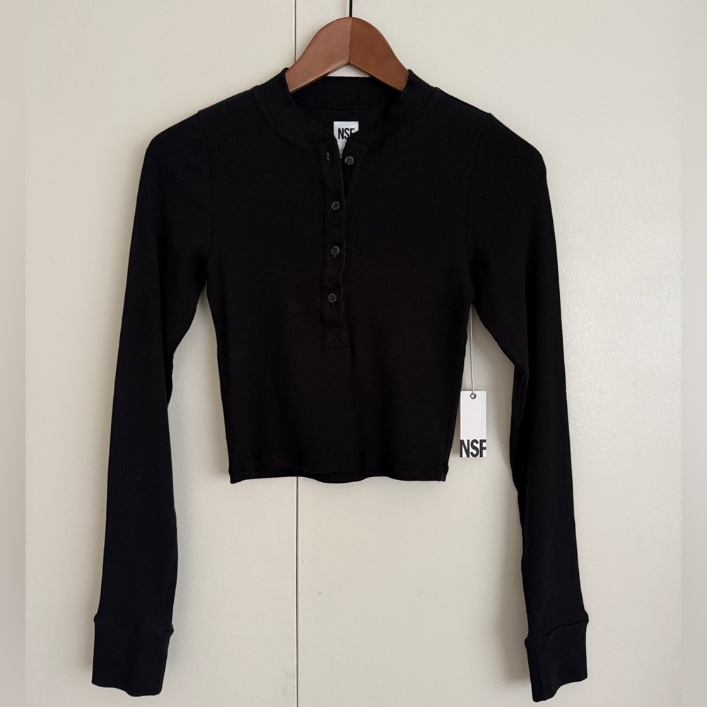NSF HENRI HENLEY Crop Tee -Black